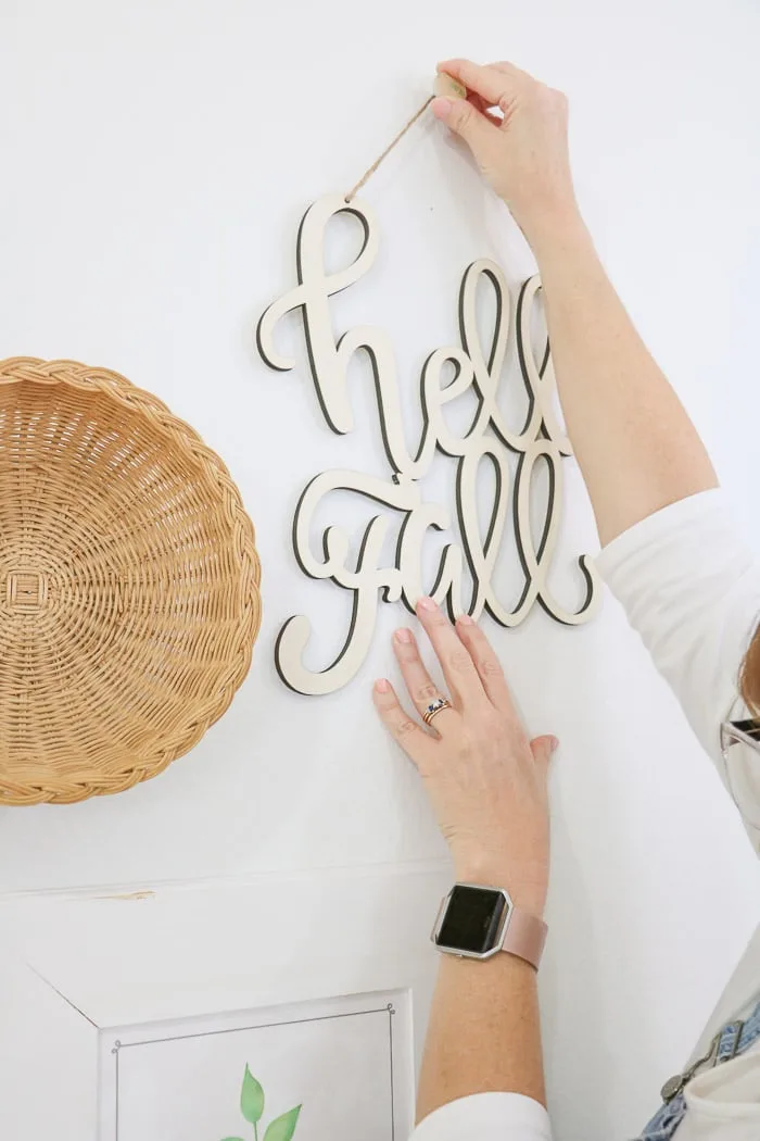 How to hang a gallery wall including cut letter art for fall.