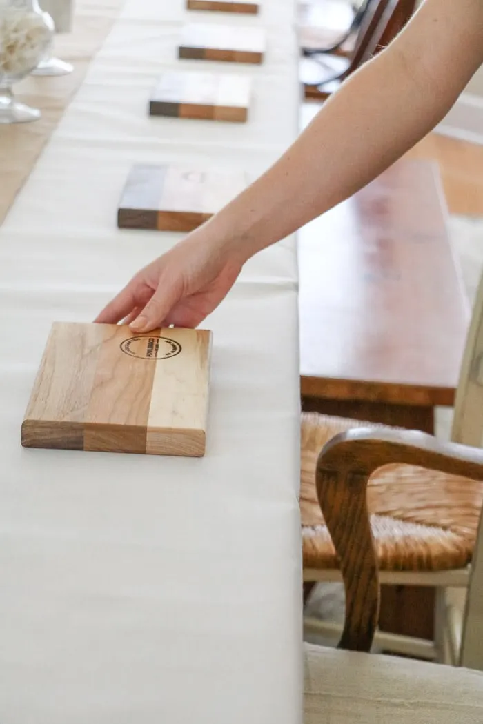 Nurses graduation party ideas.  Place cutting boards at each place setting as plates for the guest.