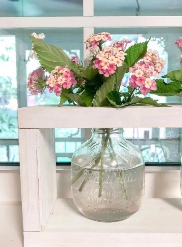Best places to buy flowers showing lantana flowers arranged in a martinelli jars.