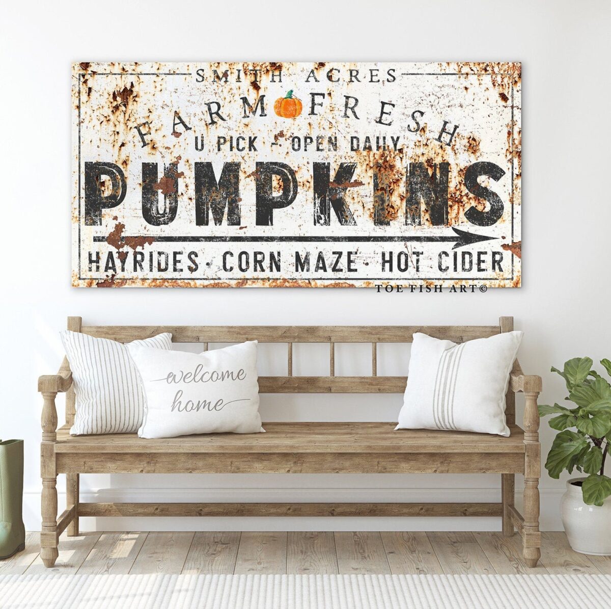 Rustic metal fall pumpkin farm sign