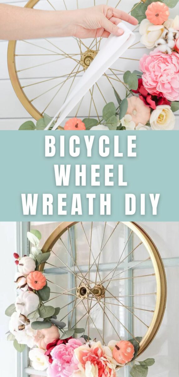 Bicycle wheel wreath diy