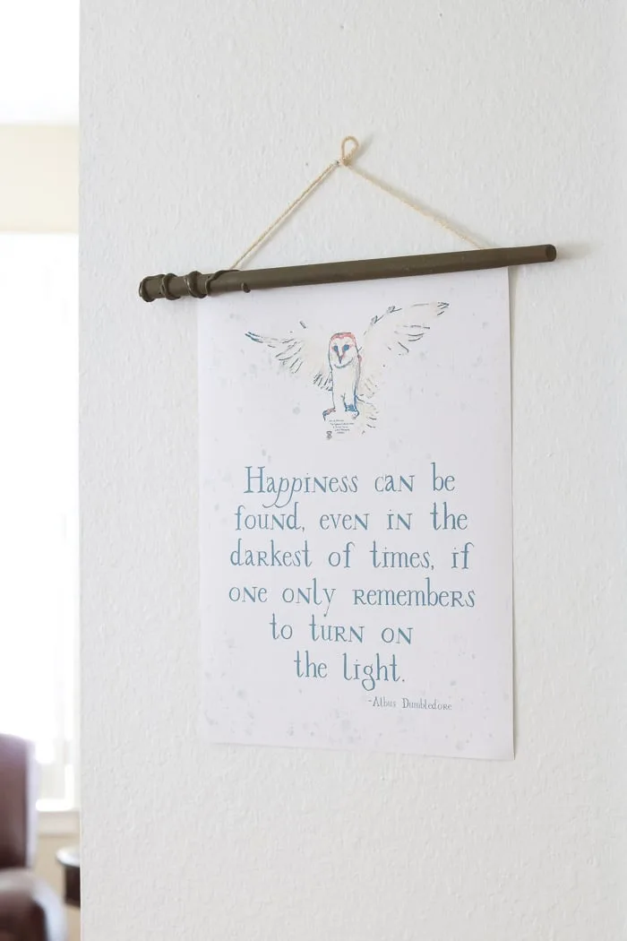 Harry Potter free printable quote from Albus Dumbledor.  And a wand frame DIY.