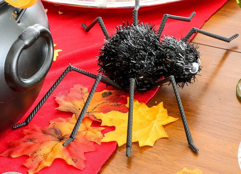 Harry Potter table decorations.  Add a fun play spider or bat onto the table.