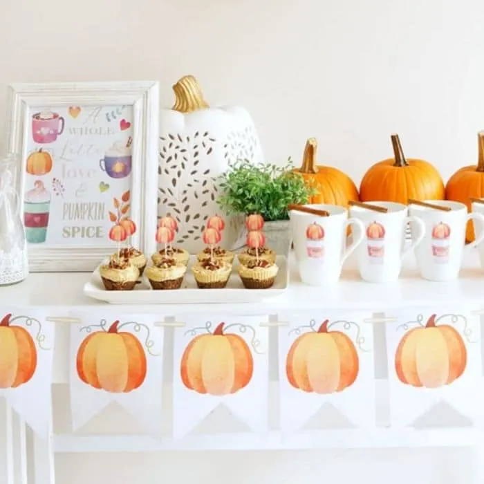 Printable Halloween Decorations by Haute & Healthy Living with pumpkin spice free printable