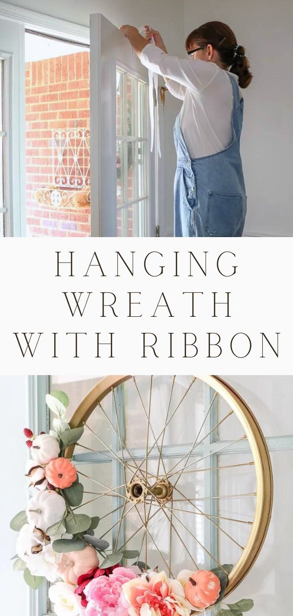 HOW TO HANG A WREATH WITH RIBBON ON A FRONT DOOR