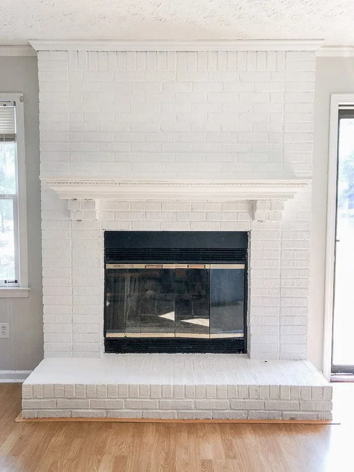 How to paint fireplace bricks white.