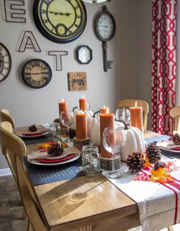 Dollar Store Fall Tablescapes from Bless'er House with a rustic fall tablescape from the Dollar Store