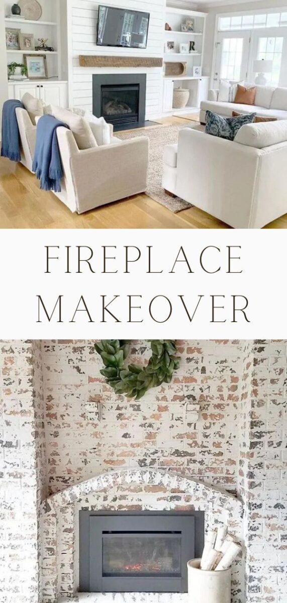 Fireplace makeover ideas, german schmear, shiplap, paint and more
