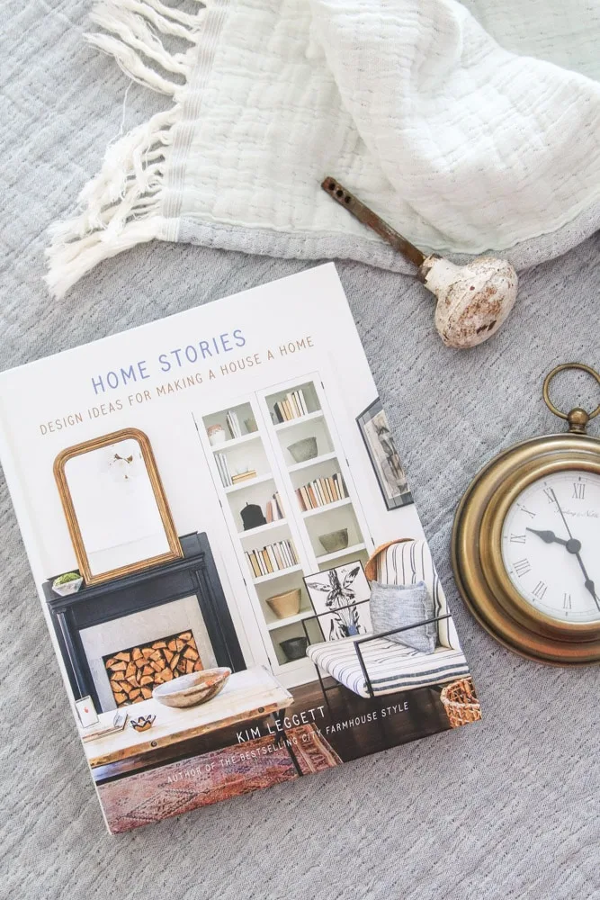 Home Stories interior design and antique book by Kim Leggett