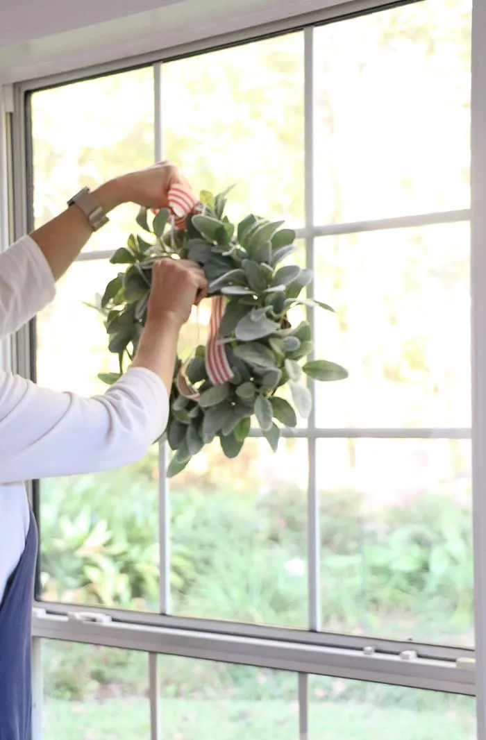 How to hang wreath with ribbon on a window