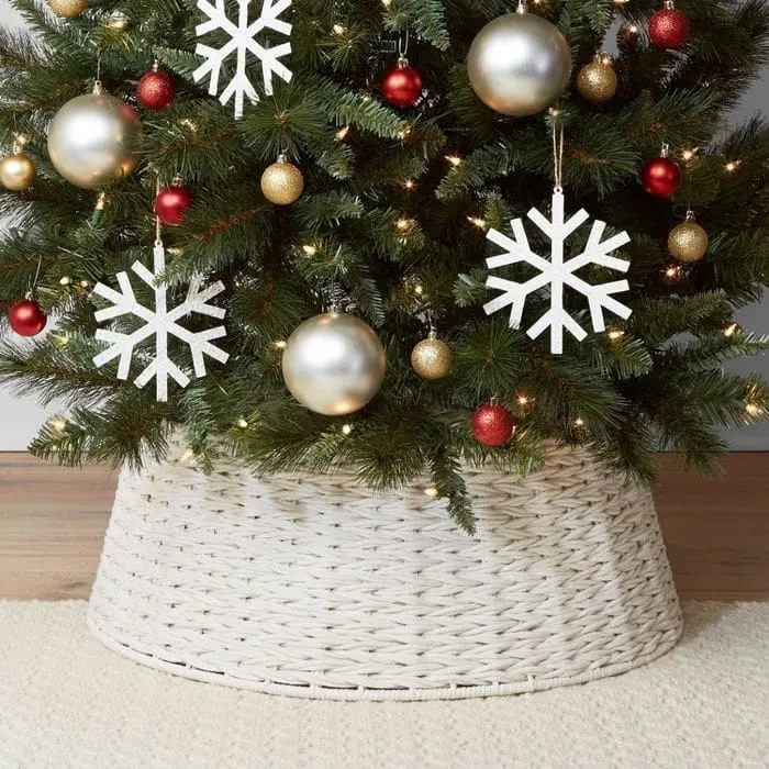Christmas Tree Base Ideas with a Rustic Rope Tree Collar from Target