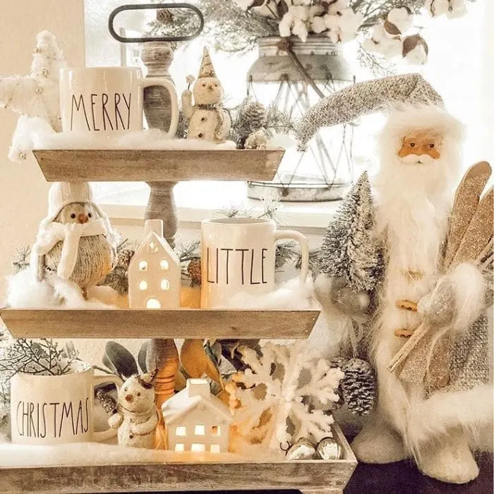 Christmas Tiered Tray by Courtney FitzPatrick with a snow friend filled tray