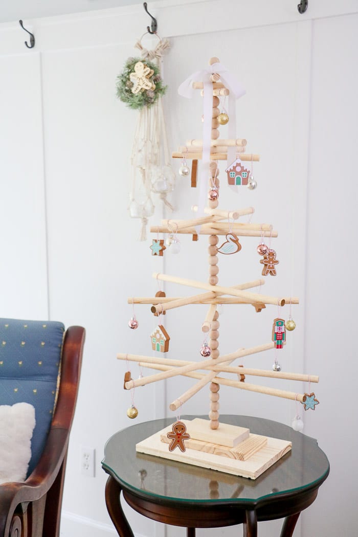 DiY wooden dowel Christmas tree. A DIY homemade Christmas decoration