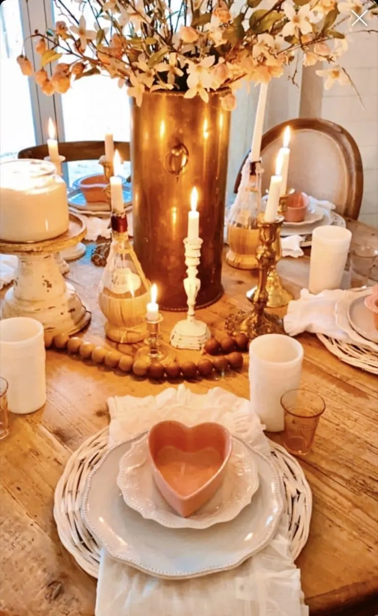Decorate for Valentine with a warm tablescape by Signs of Hope