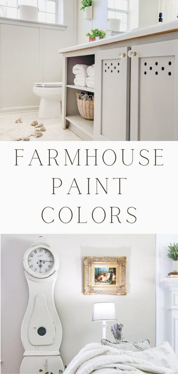 Best farmhouse paint colors by Sherwin Williams, Benjamin Moore, Fusion Mineral Paint, Dixie Belle, and more.