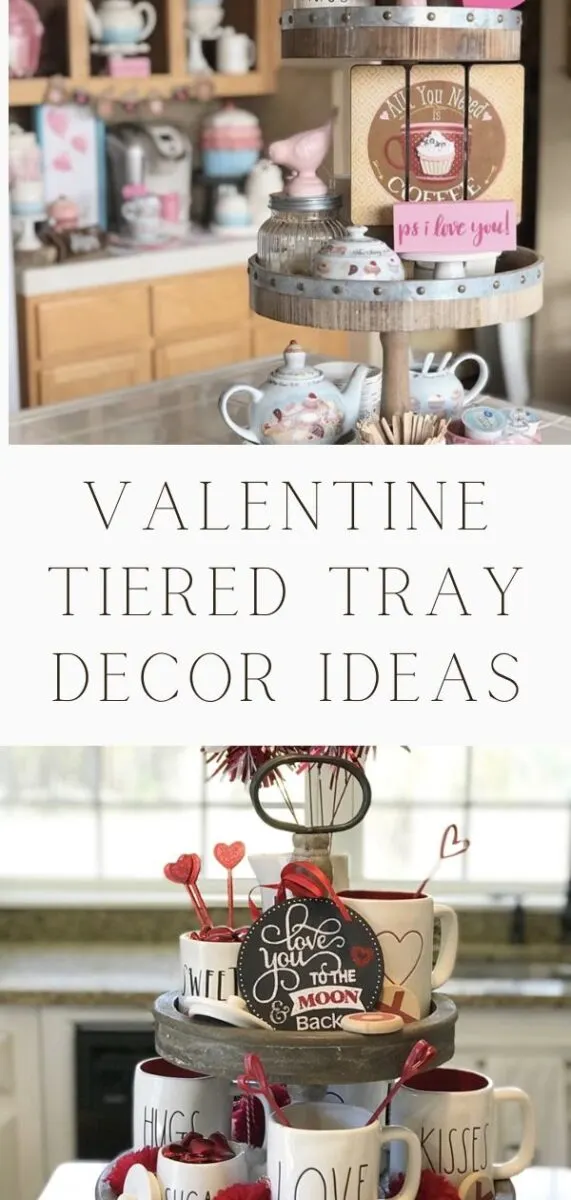 Valentine tiered tray decor ideas
