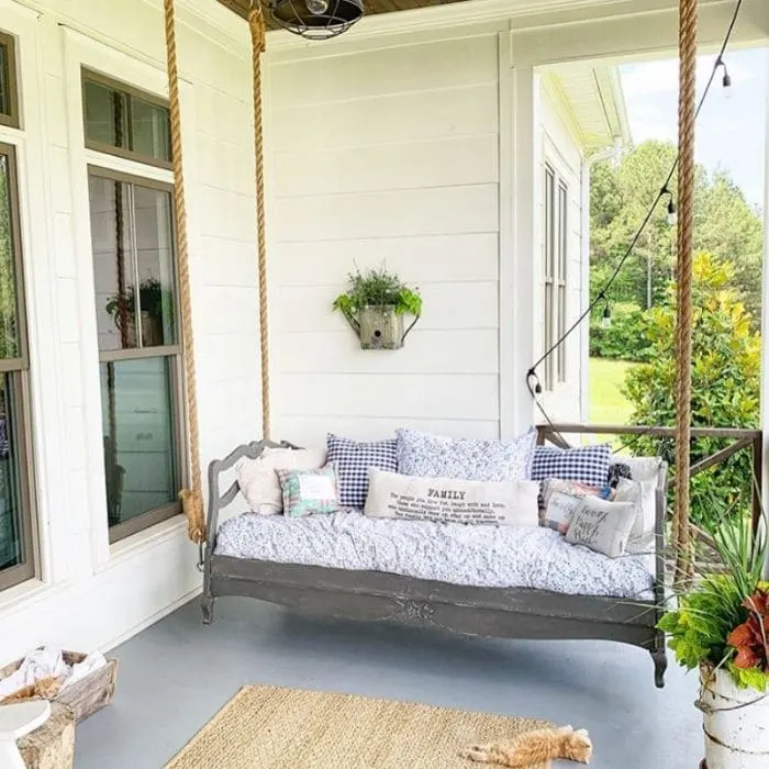 Gray Porch Bed Swing by McPeters Farmhouse