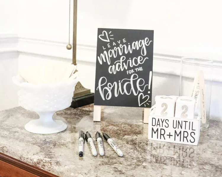 Leave marriage advice for the bride on a jumbo popsicle stick activity for a Southern bridal shower.
