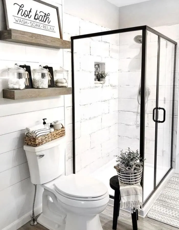 Glass shower doors for more small bathroom ideas by Meagan Marquis Living