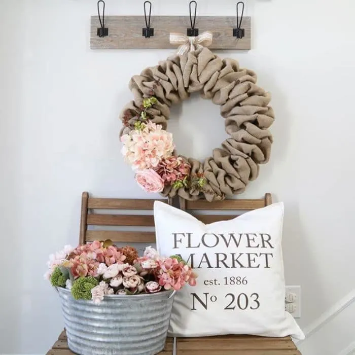 Burlap Farmhouse Spring Wreath by Willow Bloom Home