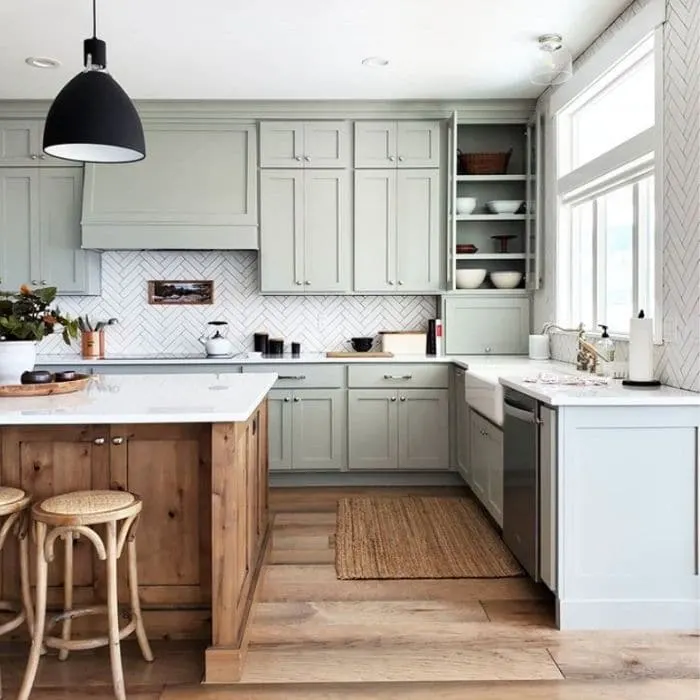 Sensible Hue painted Cabinets by Unapologetic Home