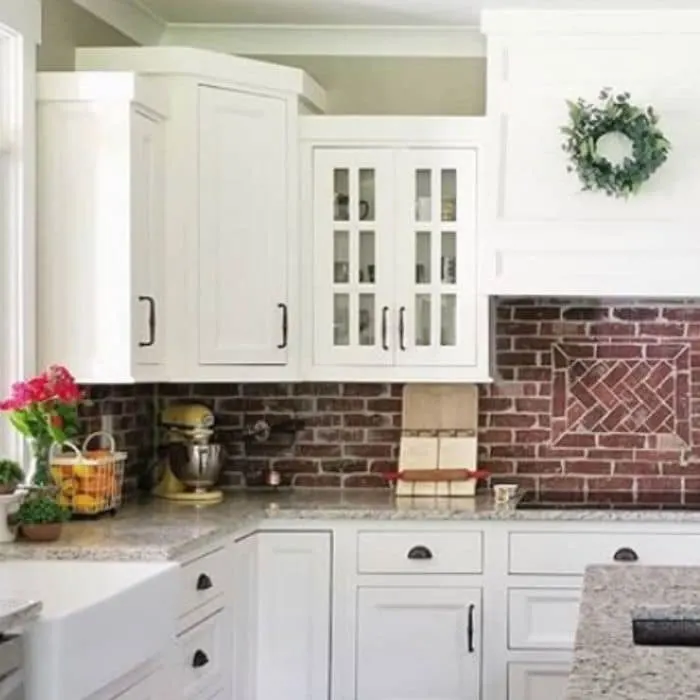 Kitchen cabinets painted Alabaster White by Love Hurtts