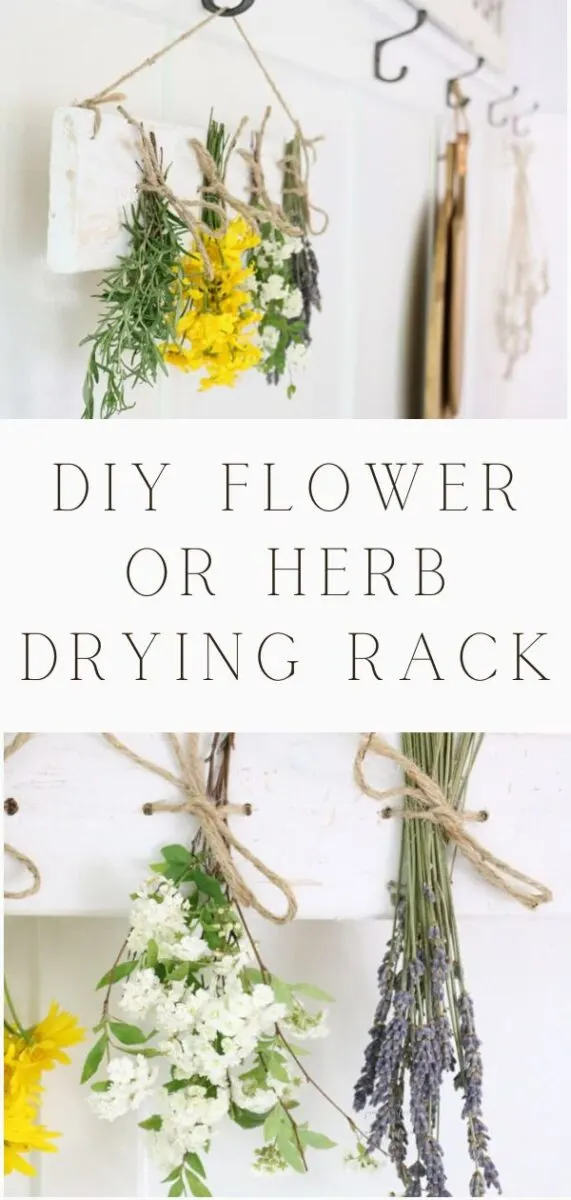 DIY flower or herb drying rack