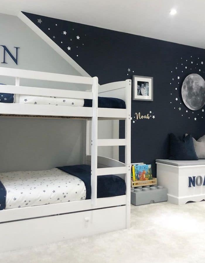 Starry themed easy diy little boy room decor ideas by The House We Wished For