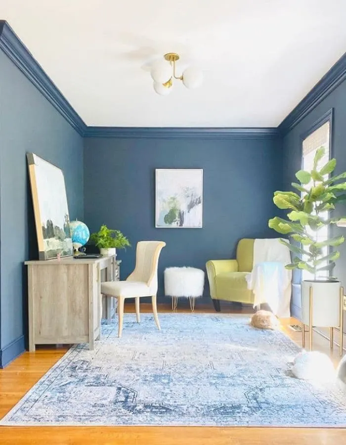 Hale Navy by Benjamin Moore in a home office by Champagne Taste Blog