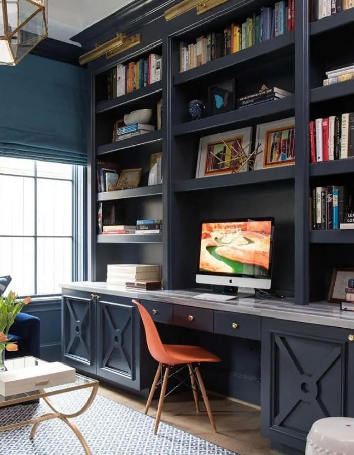  Benjamin Moore Hale Navy on a bookshelf by Ashley Goforth