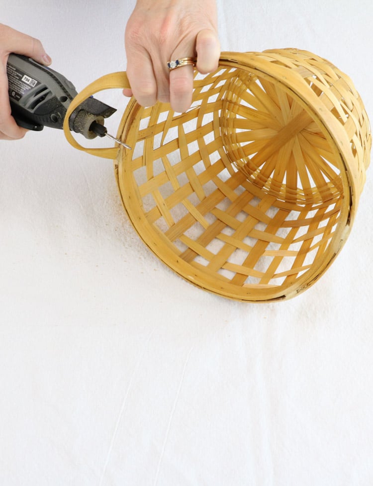 DIY Basket light fixture removing handles with a Dremel