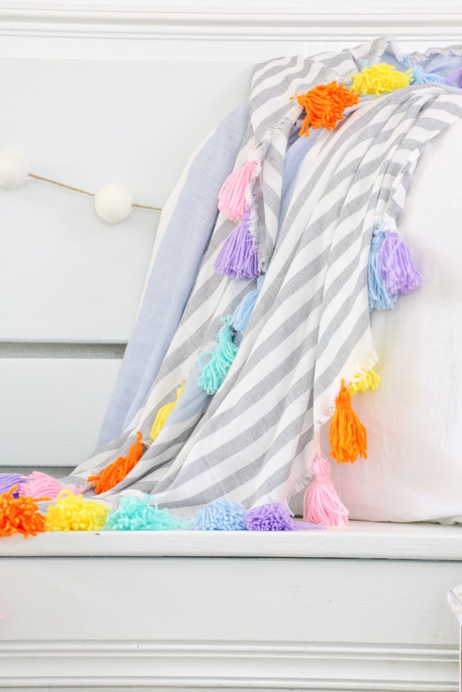 Rainbow tassel blanket craft