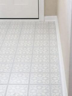 Paint over tile floors with stencil