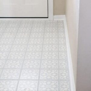Paint over tile floors with stencil