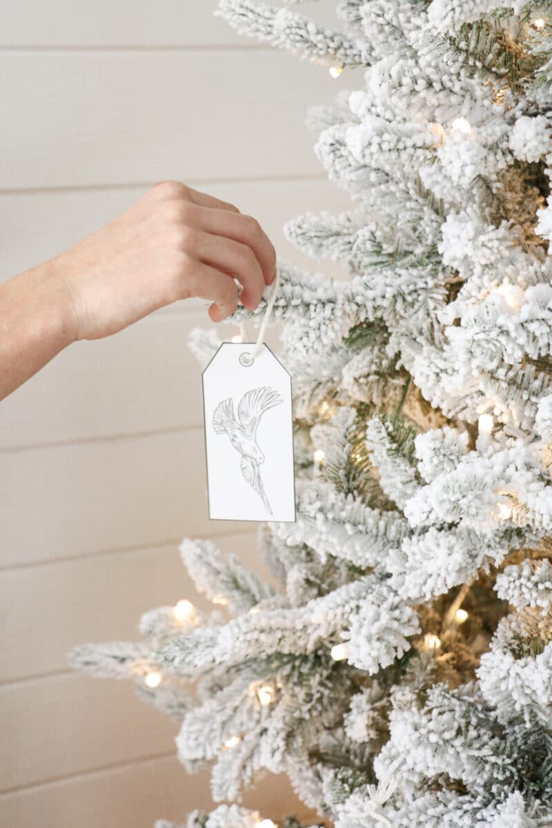 Free printable Christmas gift tag made into an ornament