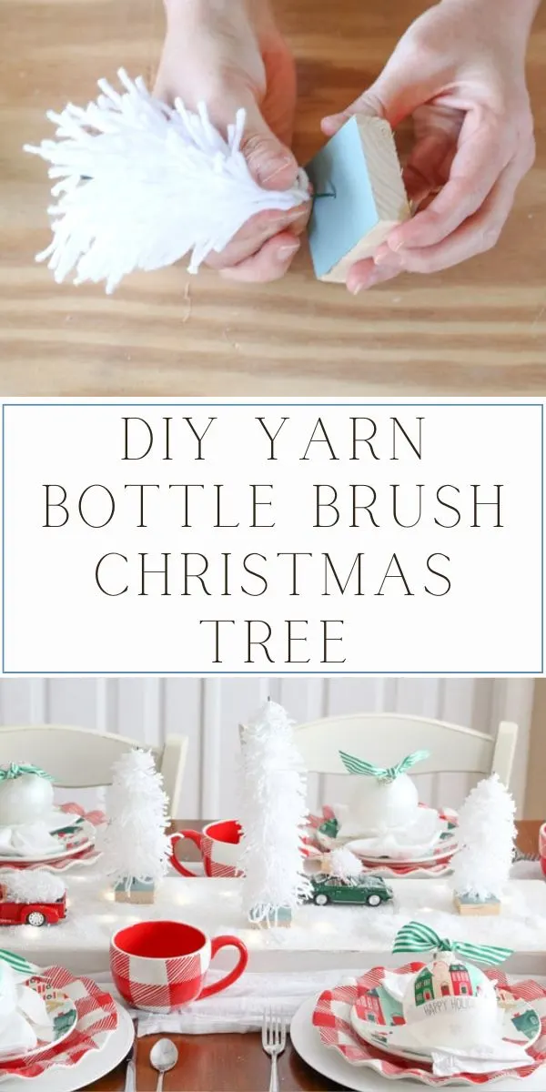 How to make yarn bottle brush Christmas trees.