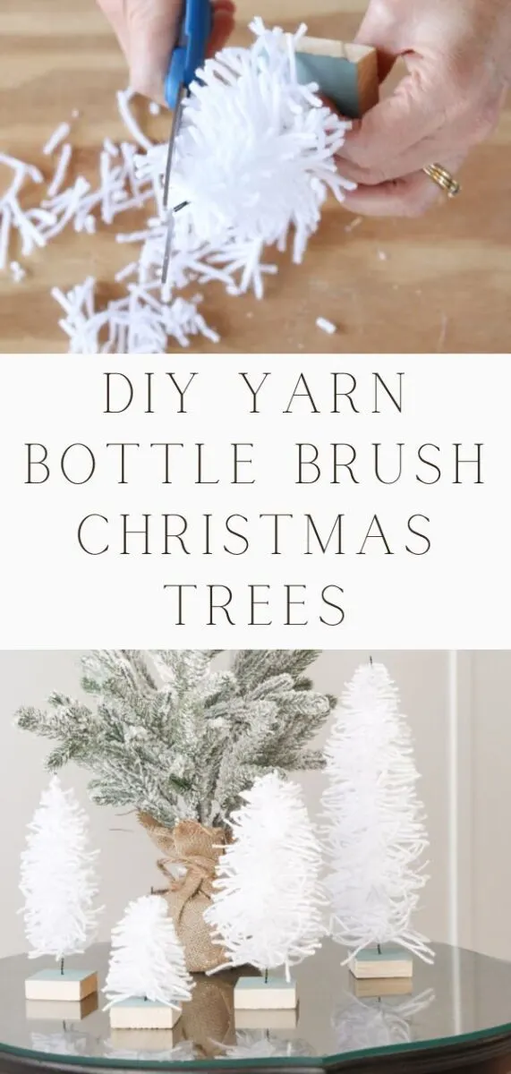 DIY Yarn Bottle Brush Christmas Trees
