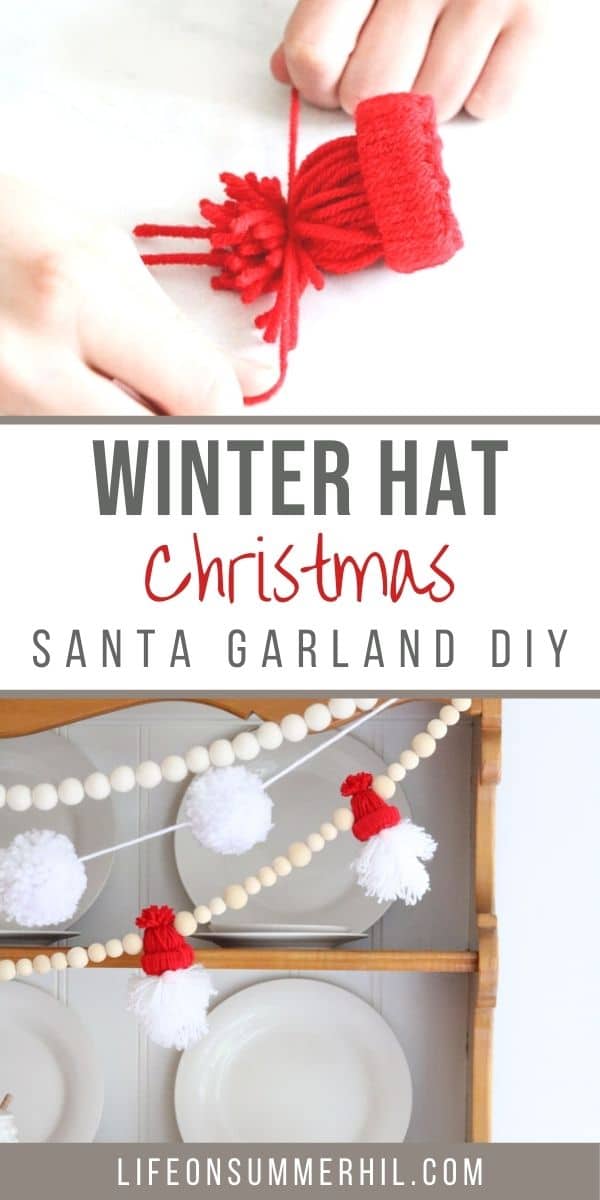 How to make a winter hat Christmas Santa garland out of yarn