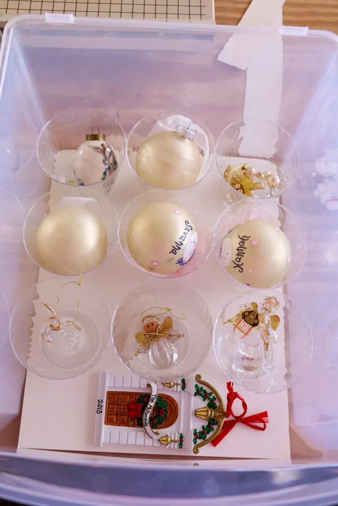 Christmas ornament storage idea