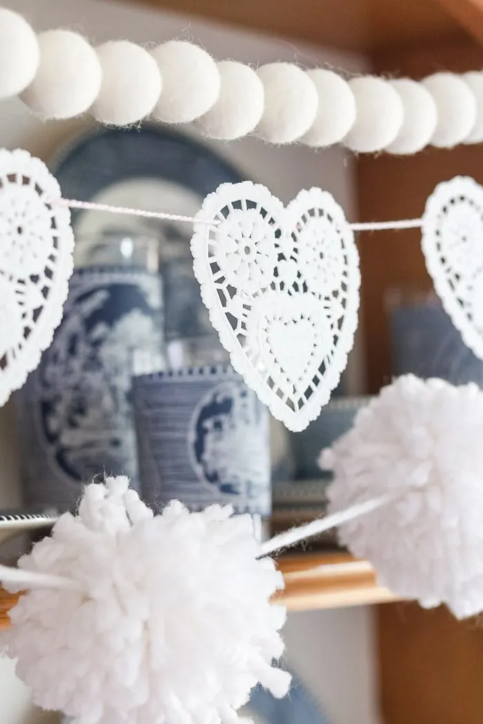 Valentine's day doily heart garland DIY