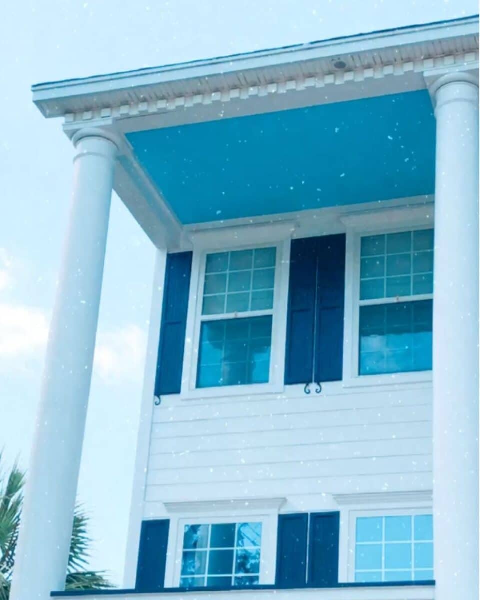 Haint blue porch ceiling in Charleston South Caroline