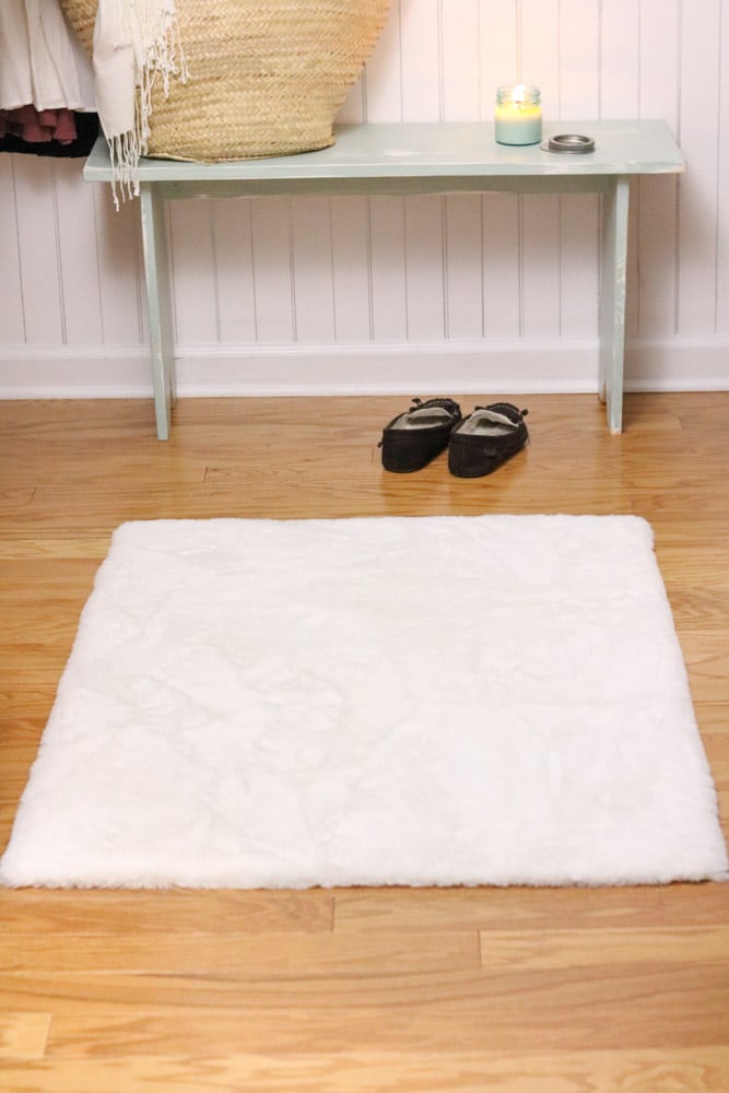 White rug in closet