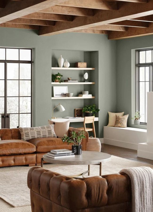 Paint color of the year 2022 Sherwin Williams Evergreen Fog