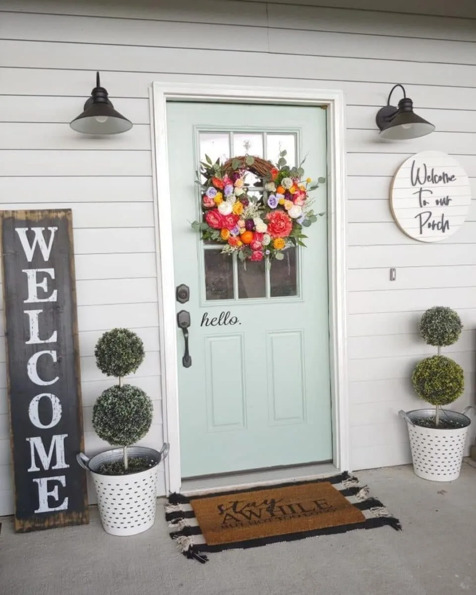 Spring front door wreath decorating ideas