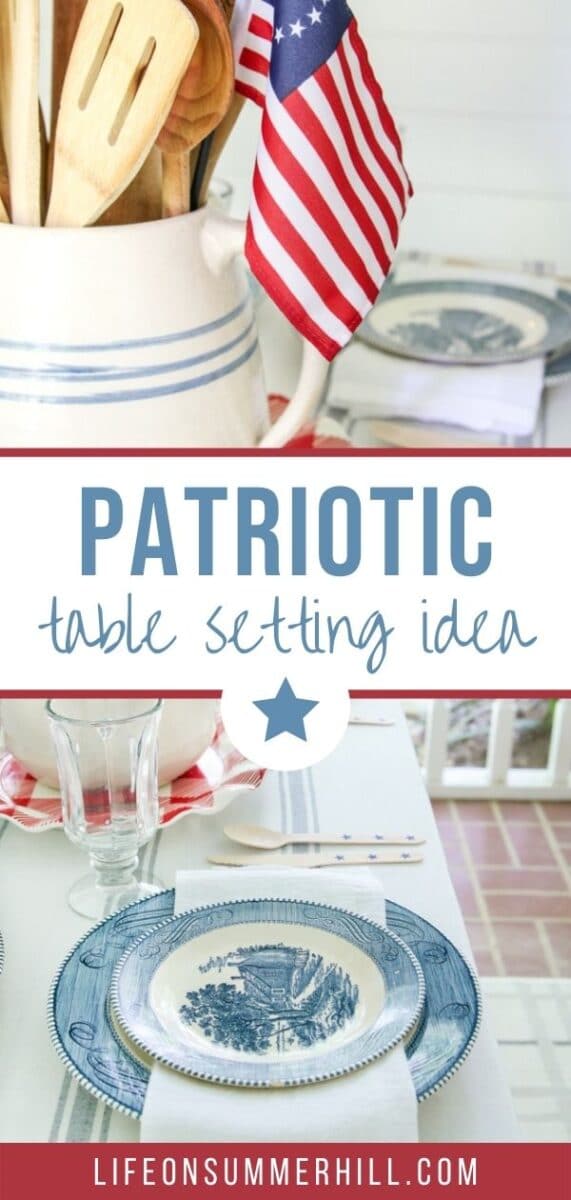 Patriotic table setting idea for a 4th of July party