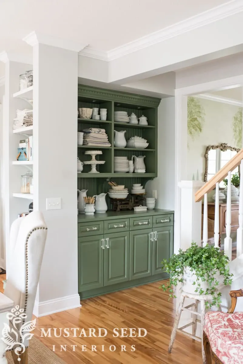 Popular green paint colors including Miss Mustard Seed boxwood green.