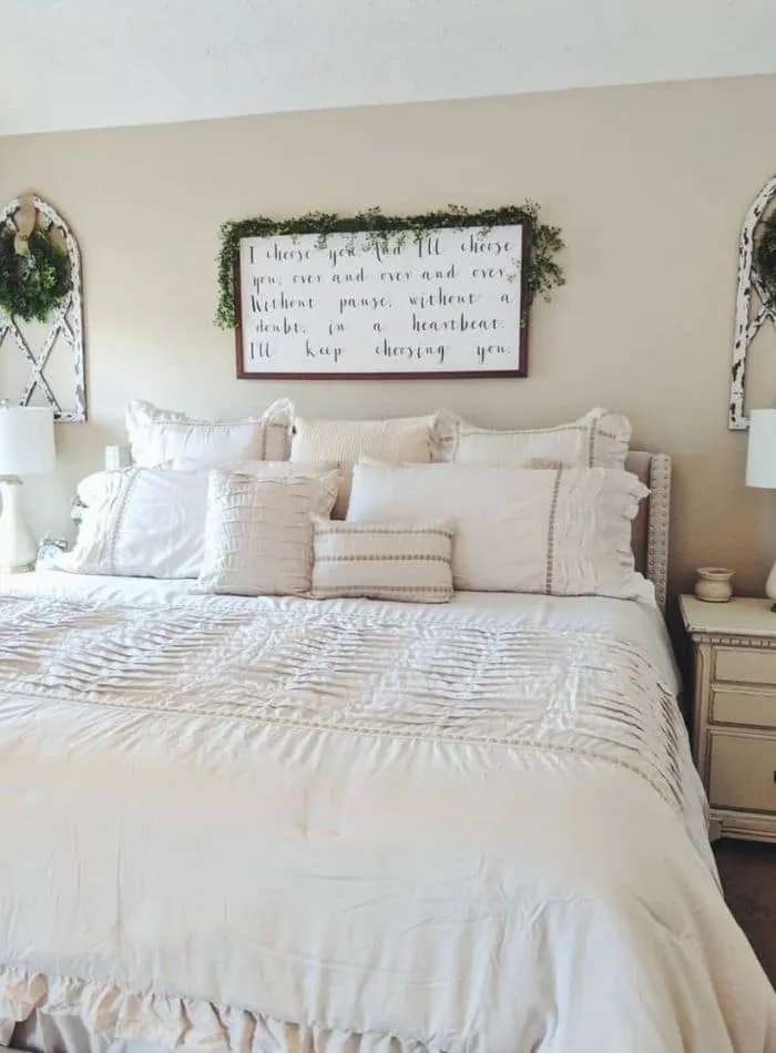 Bedroom painted in Behr Antique white