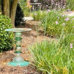 Homemade DIY glass bird bath