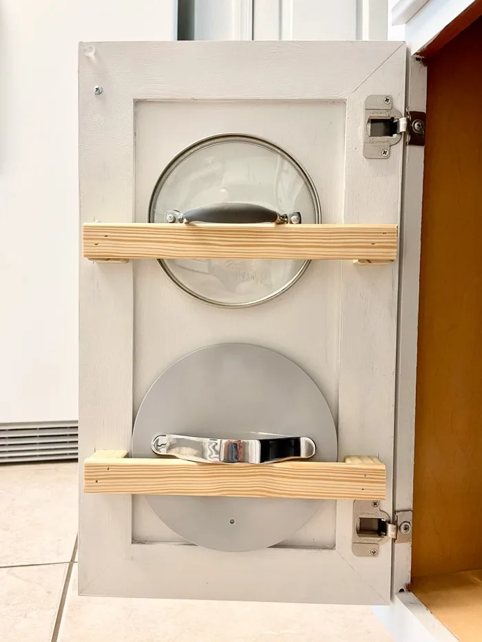 Easy DIY Pot Lid Holder for Kitchen Cabinet Doors