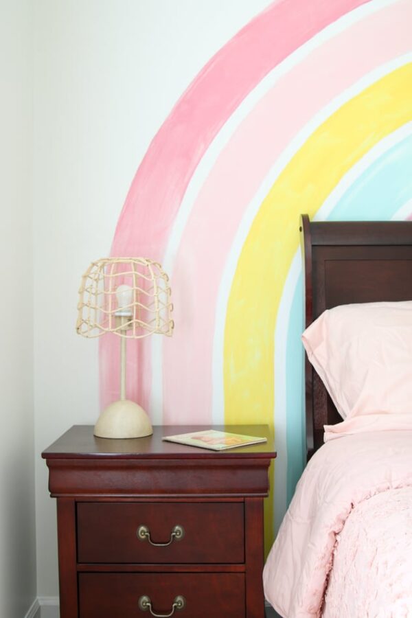 DIY Rainbow Painted Wall and Little Girls Room Reveal